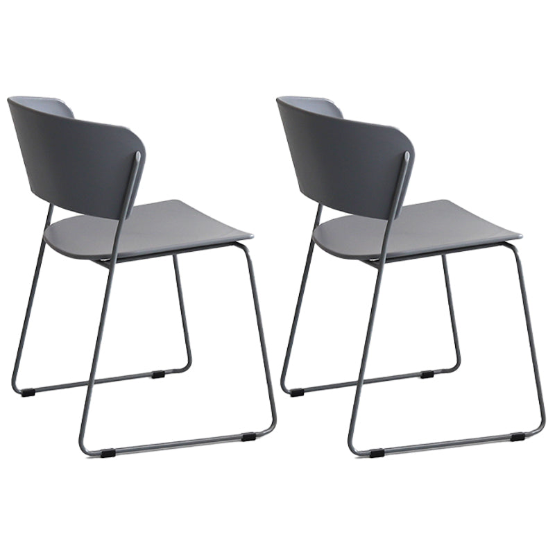 Contemporary Style Kitchen Metal Dining Chair Dining Armless Side Chair (Set of 2) Grey Clearhalo ' kitchen&dining_furn' 'Dining Chairs' 'Dining Tables & Seating' 'dining_chair' 'furn' 'furn_dining_chair' 'Furniture' 'furniture_dining_chair' 'Kitchen & Dining Furniture' 'kitchen' 4206904