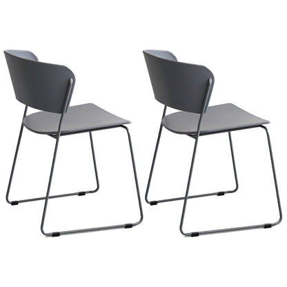 Contemporary Style Kitchen Metal Dining Chair Dining Armless Side Chair (Set of 2) Grey Clearhalo ' kitchen&dining_furn' 'Dining Chairs' 'Dining Tables & Seating' 'dining_chair' 'furn' 'furn_dining_chair' 'Furniture' 'furniture_dining_chair' 'Kitchen & Dining Furniture' 'kitchen' 4206904