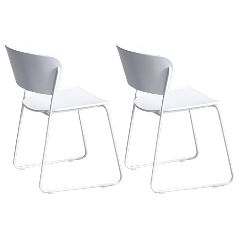 Contemporary Style Kitchen Metal Dining Chair Dining Armless Side Chair (Set of 2) White Clearhalo ' kitchen&dining_furn' 'Dining Chairs' 'Dining Tables & Seating' 'dining_chair' 'furn' 'furn_dining_chair' 'Furniture' 'furniture_dining_chair' 'Kitchen & Dining Furniture' 'kitchen' 4206907