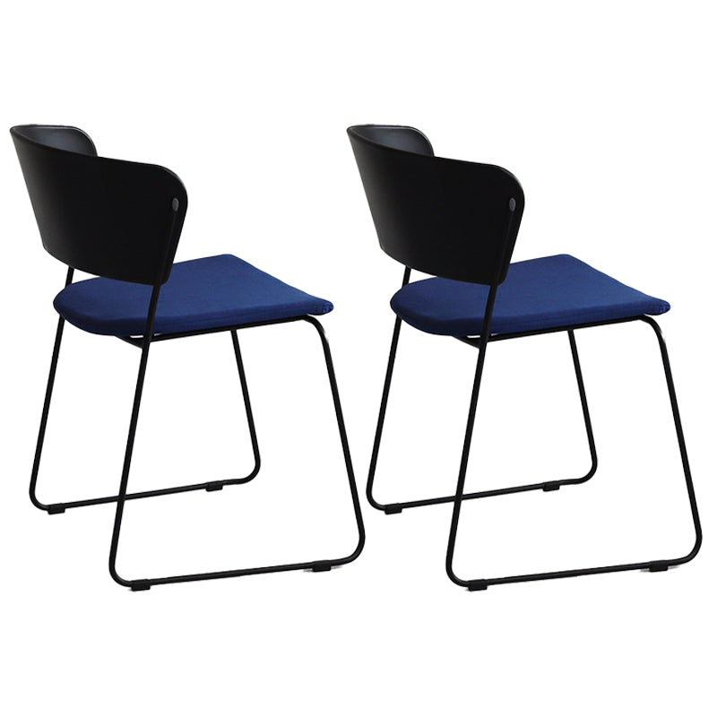 Contemporary Style Kitchen Metal Dining Chair Dining Armless Side Chair (Set of 2) Black-Blue Clearhalo ' kitchen&dining_furn' 'Dining Chairs' 'Dining Tables & Seating' 'dining_chair' 'furn' 'furn_dining_chair' 'Furniture' 'furniture_dining_chair' 'Kitchen & Dining Furniture' 'kitchen' 4206909