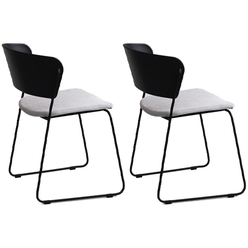 Contemporary Style Kitchen Metal Dining Chair Dining Armless Side Chair (Set of 2) Black-Gray Clearhalo ' kitchen&dining_furn' 'Dining Chairs' 'Dining Tables & Seating' 'dining_chair' 'furn' 'furn_dining_chair' 'Furniture' 'furniture_dining_chair' 'Kitchen & Dining Furniture' 'kitchen' 4206911