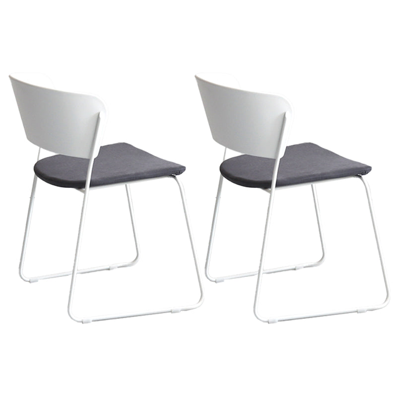 Contemporary Style Kitchen Metal Dining Chair Dining Armless Side Chair (Set of 2) White-Gray Clearhalo ' kitchen&dining_furn' 'Dining Chairs' 'Dining Tables & Seating' 'dining_chair' 'furn' 'furn_dining_chair' 'Furniture' 'furniture_dining_chair' 'Kitchen & Dining Furniture' 'kitchen' 4206916