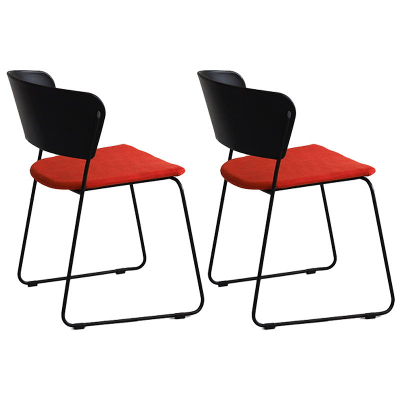 Contemporary Style Kitchen Metal Dining Chair Dining Armless Side Chair (Set of 2) Black-Red Clearhalo ' kitchen&dining_furn' 'Dining Chairs' 'Dining Tables & Seating' 'dining_chair' 'furn' 'furn_dining_chair' 'Furniture' 'furniture_dining_chair' 'Kitchen & Dining Furniture' 'kitchen' 4206917
