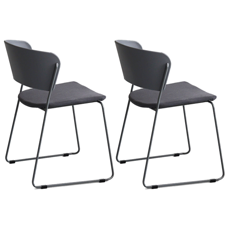 Contemporary Style Kitchen Metal Dining Chair Dining Armless Side Chair (Set of 2) Dark Gray Clearhalo ' kitchen&dining_furn' 'Dining Chairs' 'Dining Tables & Seating' 'dining_chair' 'furn' 'furn_dining_chair' 'Furniture' 'furniture_dining_chair' 'Kitchen & Dining Furniture' 'kitchen' 4206920