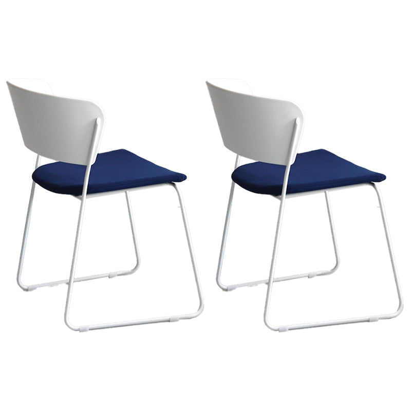 Contemporary Style Kitchen Metal Dining Chair Dining Armless Side Chair (Set of 2) White-Blue Clearhalo ' kitchen&dining_furn' 'Dining Chairs' 'Dining Tables & Seating' 'dining_chair' 'furn' 'furn_dining_chair' 'Furniture' 'furniture_dining_chair' 'Kitchen & Dining Furniture' 'kitchen' 4206924