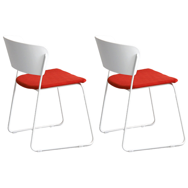 Contemporary Style Kitchen Metal Dining Chair Dining Armless Side Chair (Set of 2) White-Red Clearhalo ' kitchen&dining_furn' 'Dining Chairs' 'Dining Tables & Seating' 'dining_chair' 'furn' 'furn_dining_chair' 'Furniture' 'furniture_dining_chair' 'Kitchen & Dining Furniture' 'kitchen' 4206927