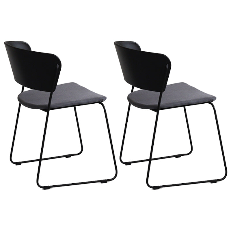 Contemporary Style Kitchen Metal Dining Chair Dining Armless Side Chair (Set of 2) Dark Gray-Black Clearhalo ' kitchen&dining_furn' 'Dining Chairs' 'Dining Tables & Seating' 'dining_chair' 'furn' 'furn_dining_chair' 'Furniture' 'furniture_dining_chair' 'Kitchen & Dining Furniture' 'kitchen' 4206928