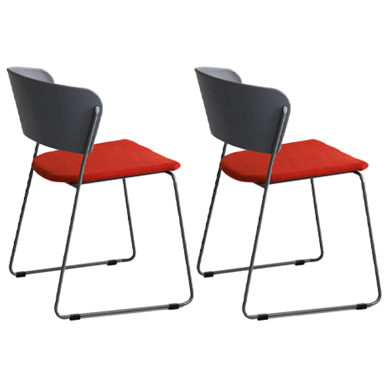 Contemporary Style Kitchen Metal Dining Chair Dining Armless Side Chair (Set of 2) Gray-Red Clearhalo ' kitchen&dining_furn' 'Dining Chairs' 'Dining Tables & Seating' 'dining_chair' 'furn' 'furn_dining_chair' 'Furniture' 'furniture_dining_chair' 'Kitchen & Dining Furniture' 'kitchen' 4206929
