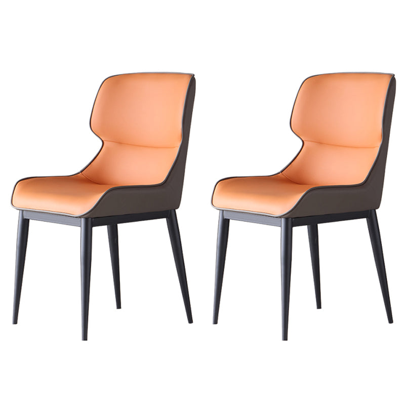 Contemporary Leather Side Chair Matte Finish Wingback Dining Chair (Set of 2) Orange Clearhalo ' kitchen&dining_furn' 'Dining Chairs' 'Dining Tables & Seating' 'dining_chair' 'furn' 'furn_dining_chair' 'Furniture' 'furniture_dining_chair' 'Kitchen & Dining Furniture' 'kitchen' 4206932