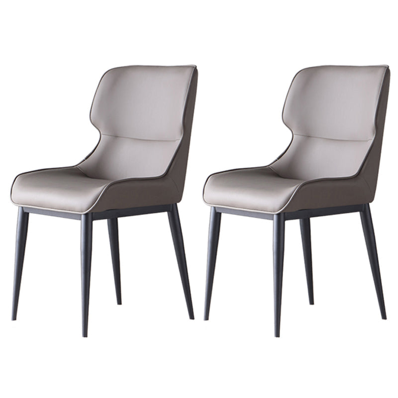 Contemporary Leather Side Chair Matte Finish Wingback Dining Chair (Set of 2) Grey Clearhalo ' kitchen&dining_furn' 'Dining Chairs' 'Dining Tables & Seating' 'dining_chair' 'furn' 'furn_dining_chair' 'Furniture' 'furniture_dining_chair' 'Kitchen & Dining Furniture' 'kitchen' 4206933
