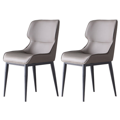 Contemporary Leather Side Chair Matte Finish Wingback Dining Chair (Set of 2) Grey Clearhalo ' kitchen&dining_furn' 'Dining Chairs' 'Dining Tables & Seating' 'dining_chair' 'furn' 'furn_dining_chair' 'Furniture' 'furniture_dining_chair' 'Kitchen & Dining Furniture' 'kitchen' 4206933