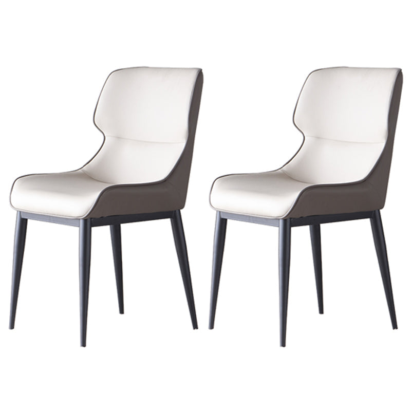 Contemporary Leather Side Chair Matte Finish Wingback Dining Chair (Set of 2) Off-White Clearhalo ' kitchen&dining_furn' 'Dining Chairs' 'Dining Tables & Seating' 'dining_chair' 'furn' 'furn_dining_chair' 'Furniture' 'furniture_dining_chair' 'Kitchen & Dining Furniture' 'kitchen' 4206939