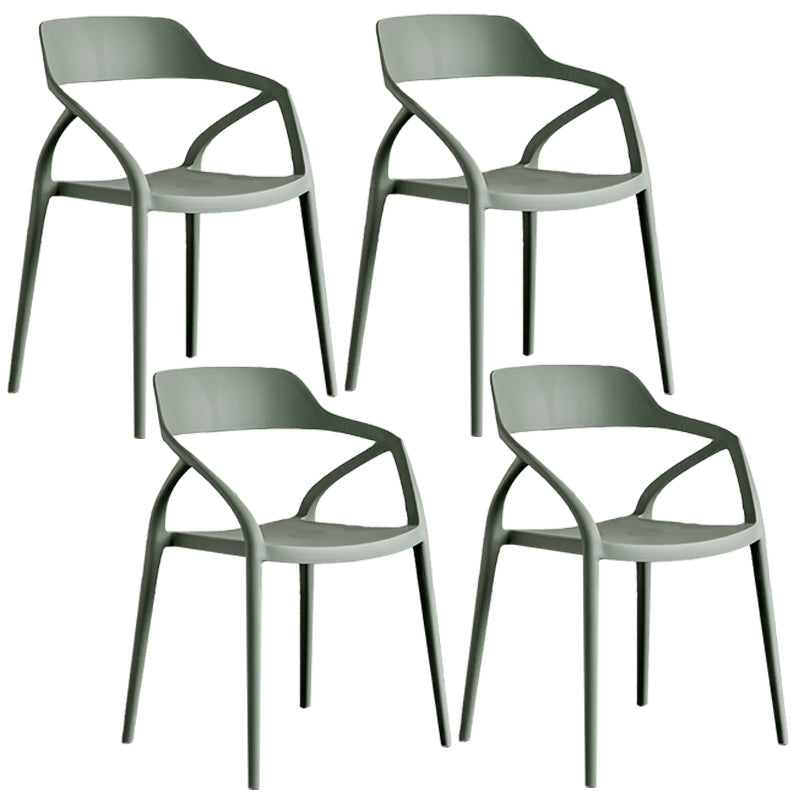Contemporary Style Plastic Dining Chairs Dining Open Back Arm Side Chair for Kitchen Gray-Green 4 Piece Set Clearhalo ' kitchen&dining_furn' 'Dining Chairs' 'Dining Tables & Seating' 'dining_chair' 'furn' 'furn_dining_chair' 'Furniture' 'furniture_dining_chair' 'Kitchen & Dining Furniture' 'kitchen' 4206947