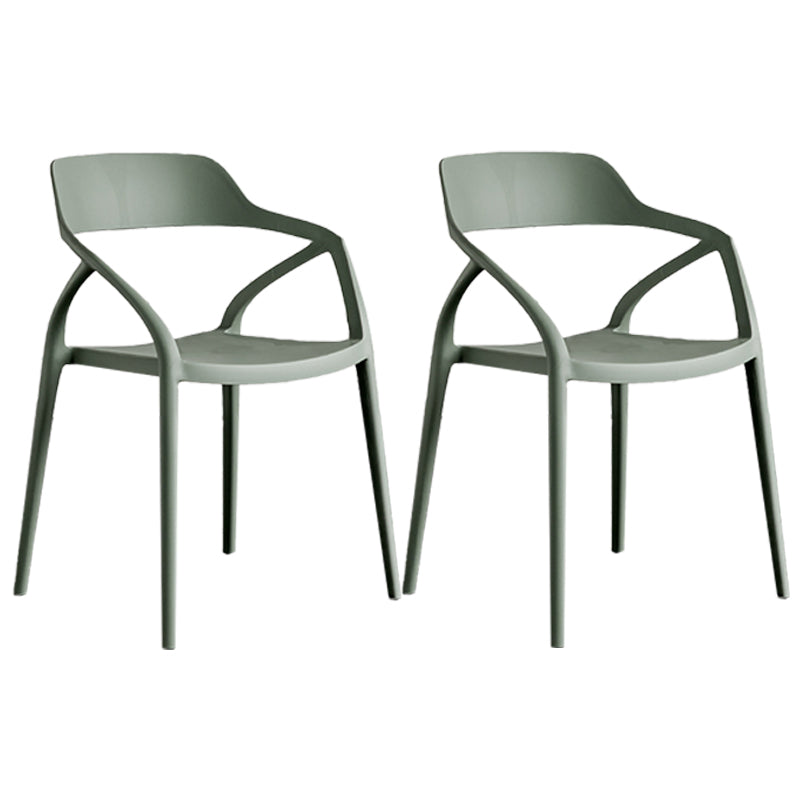 Contemporary Style Plastic Dining Chairs Dining Open Back Arm Side Chair for Kitchen Gray-Green 2 Piece Set Clearhalo ' kitchen&dining_furn' 'Dining Chairs' 'Dining Tables & Seating' 'dining_chair' 'furn' 'furn_dining_chair' 'Furniture' 'furniture_dining_chair' 'Kitchen & Dining Furniture' 'kitchen' 4206950