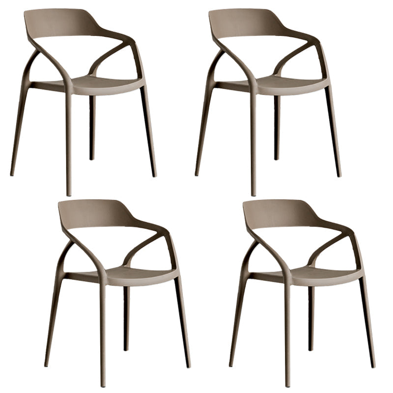 Contemporary Style Plastic Dining Chairs Dining Open Back Arm Side Chair for Kitchen Gray-Khaki 4 Piece Set Clearhalo ' kitchen&dining_furn' 'Dining Chairs' 'Dining Tables & Seating' 'dining_chair' 'furn' 'furn_dining_chair' 'Furniture' 'furniture_dining_chair' 'Kitchen & Dining Furniture' 'kitchen' 4206952