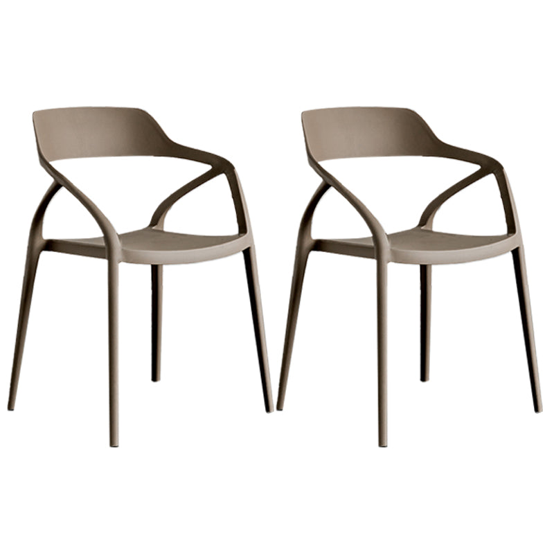 Contemporary Style Plastic Dining Chairs Dining Open Back Arm Side Chair for Kitchen Gray-Khaki 2 Piece Set Clearhalo ' kitchen&dining_furn' 'Dining Chairs' 'Dining Tables & Seating' 'dining_chair' 'furn' 'furn_dining_chair' 'Furniture' 'furniture_dining_chair' 'Kitchen & Dining Furniture' 'kitchen' 4206956