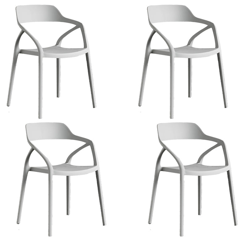 Contemporary Style Plastic Dining Chairs Dining Open Back Arm Side Chair for Kitchen Light Gray 4 Piece Set Clearhalo ' kitchen&dining_furn' 'Dining Chairs' 'Dining Tables & Seating' 'dining_chair' 'furn' 'furn_dining_chair' 'Furniture' 'furniture_dining_chair' 'Kitchen & Dining Furniture' 'kitchen' 4206958