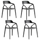 Contemporary Style Plastic Dining Chairs Dining Open Back Arm Side Chair for Kitchen Black 4 Piece Set Clearhalo ' kitchen&dining_furn' 'Dining Chairs' 'Dining Tables & Seating' 'dining_chair' 'furn' 'furn_dining_chair' 'Furniture' 'furniture_dining_chair' 'Kitchen & Dining Furniture' 'kitchen' 4206965