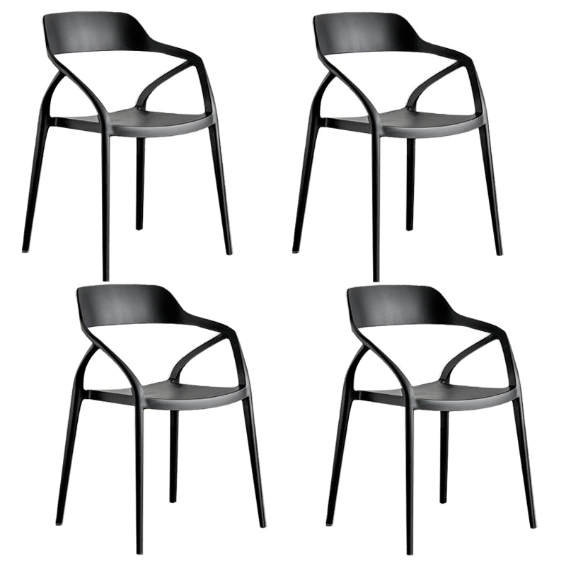 Contemporary Style Plastic Dining Chairs Dining Open Back Arm Side Chair for Kitchen Black 4 Piece Set Clearhalo ' kitchen&dining_furn' 'Dining Chairs' 'Dining Tables & Seating' 'dining_chair' 'furn' 'furn_dining_chair' 'Furniture' 'furniture_dining_chair' 'Kitchen & Dining Furniture' 'kitchen' 4206965