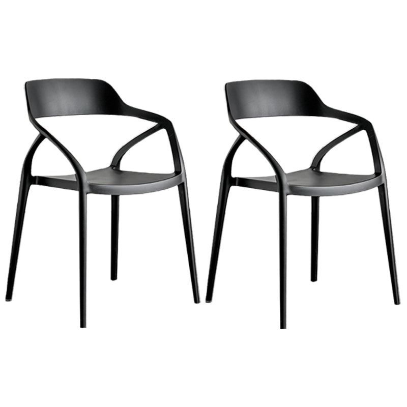 Contemporary Style Plastic Dining Chairs Dining Open Back Arm Side Chair for Kitchen Black 2 Piece Set Clearhalo ' kitchen&dining_furn' 'Dining Chairs' 'Dining Tables & Seating' 'dining_chair' 'furn' 'furn_dining_chair' 'Furniture' 'furniture_dining_chair' 'Kitchen & Dining Furniture' 'kitchen' 4206968