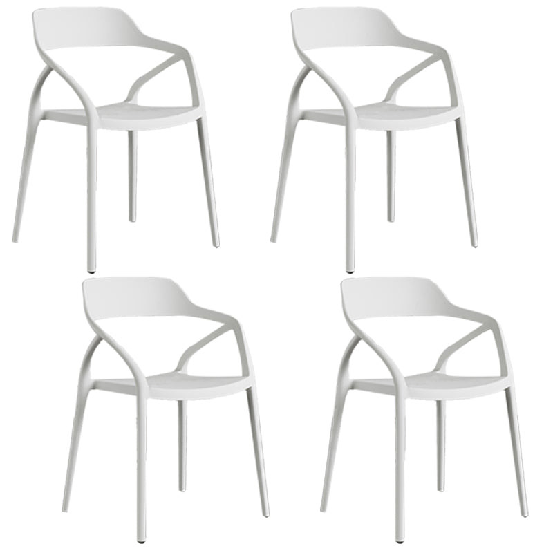 Contemporary Style Plastic Dining Chairs Dining Open Back Arm Side Chair for Kitchen White 4 Piece Set Clearhalo ' kitchen&dining_furn' 'Dining Chairs' 'Dining Tables & Seating' 'dining_chair' 'furn' 'furn_dining_chair' 'Furniture' 'furniture_dining_chair' 'Kitchen & Dining Furniture' 'kitchen' 4206970