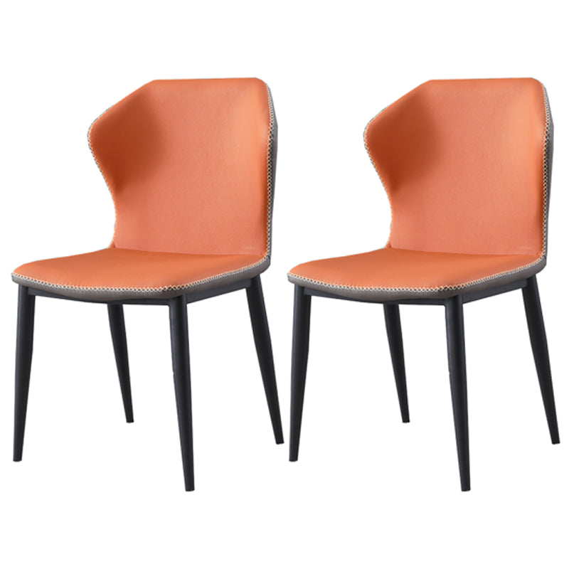 Industrial Metal Dining Room Chairs Armless Wingback Side Chair (Set of 2) Orange Clearhalo ' kitchen&dining_furn' 'Dining Chairs' 'Dining Tables & Seating' 'dining_chair' 'furn' 'furn_dining_chair' 'Furniture' 'furniture_dining_chair' 'Kitchen & Dining Furniture' 'kitchen' 4206991