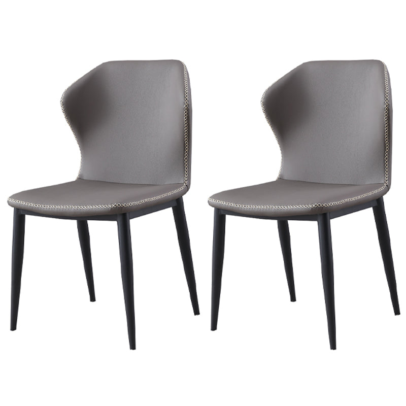 Industrial Metal Dining Room Chairs Armless Wingback Side Chair (Set of 2) Dark Gray Clearhalo ' kitchen&dining_furn' 'Dining Chairs' 'Dining Tables & Seating' 'dining_chair' 'furn' 'furn_dining_chair' 'Furniture' 'furniture_dining_chair' 'Kitchen & Dining Furniture' 'kitchen' 4206992