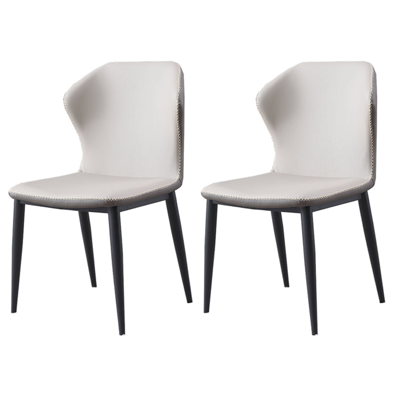 Industrial Metal Dining Room Chairs Armless Wingback Side Chair (Set of 2) Light Gray Clearhalo ' kitchen&dining_furn' 'Dining Chairs' 'Dining Tables & Seating' 'dining_chair' 'furn' 'furn_dining_chair' 'Furniture' 'furniture_dining_chair' 'Kitchen & Dining Furniture' 'kitchen' 4206994