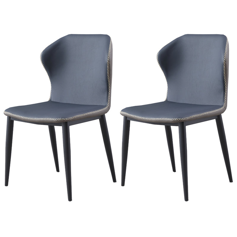 Industrial Metal Dining Room Chairs Armless Wingback Side Chair (Set of 2) Navy Clearhalo ' kitchen&dining_furn' 'Dining Chairs' 'Dining Tables & Seating' 'dining_chair' 'furn' 'furn_dining_chair' 'Furniture' 'furniture_dining_chair' 'Kitchen & Dining Furniture' 'kitchen' 4206996