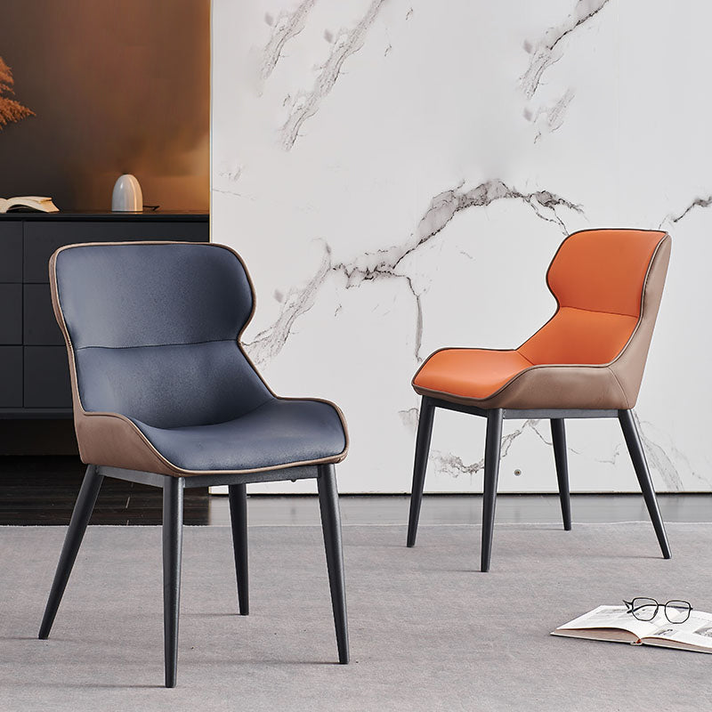 Contemporary Metal Dining Arm Chair Faux Leather Side Chair for Home Use (Set of 2) Clearhalo ' kitchen&dining_furn' 'Dining Chairs' 'Dining Tables & Seating' 'dining_chair' 'furn' 'furn_dining_chair' 'Furniture' 'furniture_dining_chair' 'Kitchen & Dining Furniture' 'kitchen' 4207018