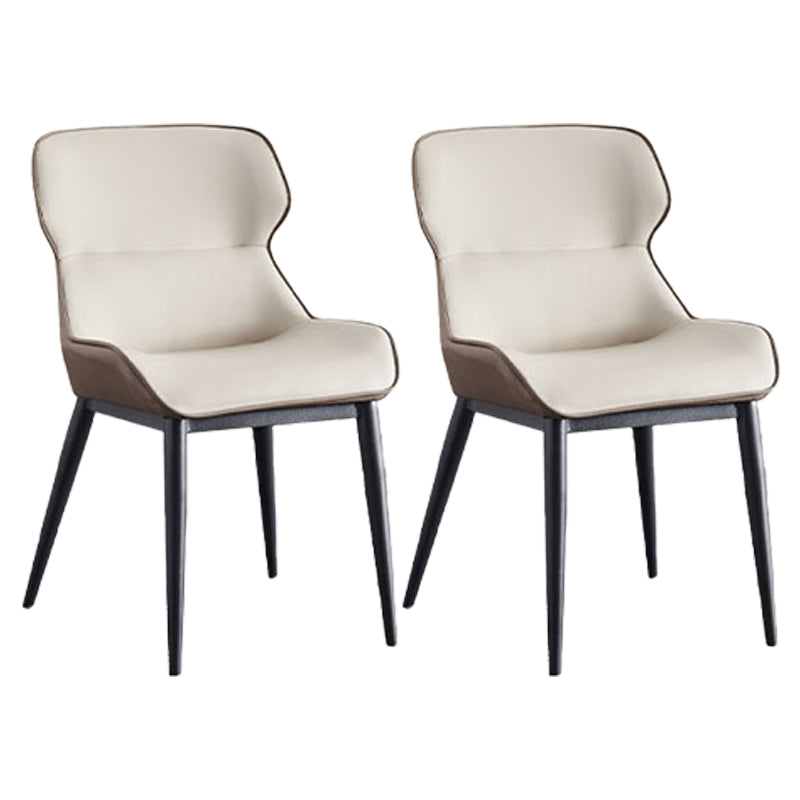 Contemporary Metal Dining Arm Chair Faux Leather Side Chair for Home Use (Set of 2) Off-White Clearhalo ' kitchen&dining_furn' 'Dining Chairs' 'Dining Tables & Seating' 'dining_chair' 'furn' 'furn_dining_chair' 'Furniture' 'furniture_dining_chair' 'Kitchen & Dining Furniture' 'kitchen' 4207019