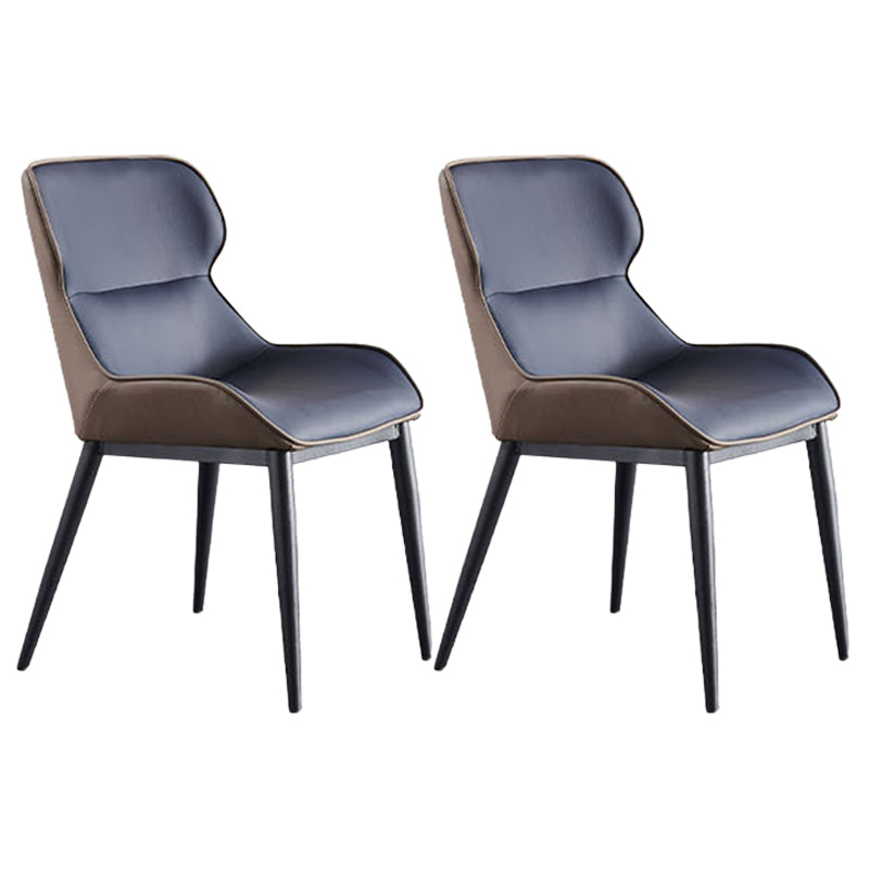 Contemporary Metal Dining Arm Chair Faux Leather Side Chair for Home Use (Set of 2) Blue Clearhalo ' kitchen&dining_furn' 'Dining Chairs' 'Dining Tables & Seating' 'dining_chair' 'furn' 'furn_dining_chair' 'Furniture' 'furniture_dining_chair' 'Kitchen & Dining Furniture' 'kitchen' 4207022