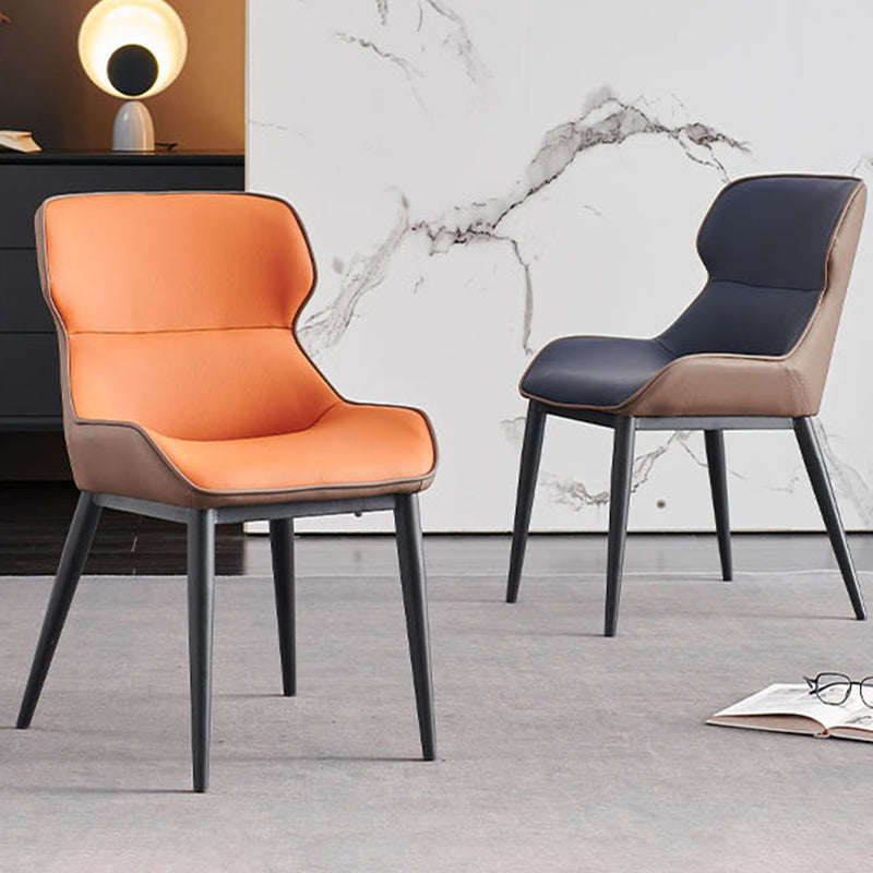 Contemporary Metal Dining Arm Chair Faux Leather Side Chair for Home Use (Set of 2) Clearhalo ' kitchen&dining_furn' 'Dining Chairs' 'Dining Tables & Seating' 'dining_chair' 'furn' 'furn_dining_chair' 'Furniture' 'furniture_dining_chair' 'Kitchen & Dining Furniture' 'kitchen' 4207032