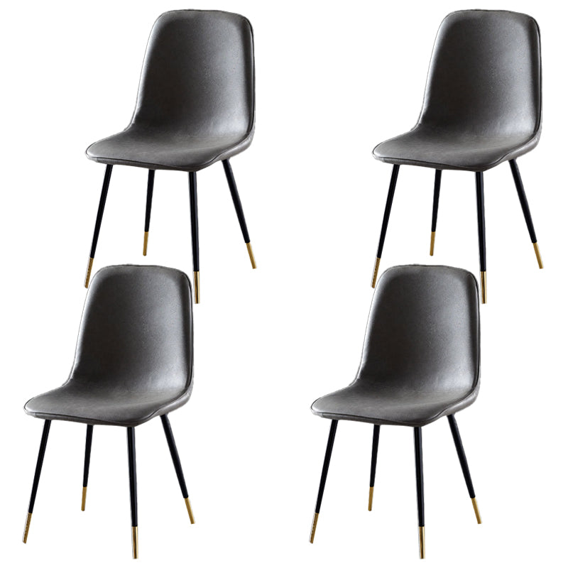 Nordic Style Metal Dining Chairs Solid Back Dining Side Armless Chairs for Kitchen Grey 4 Piece Set Black Gold Clearhalo ' kitchen&dining_furn' 'Dining Chairs' 'Dining Tables & Seating' 'dining_chair' 'furn' 'furn_dining_chair' 'Furniture' 'furniture_dining_chair' 'Kitchen & Dining Furniture' 'kitchen' 4207035