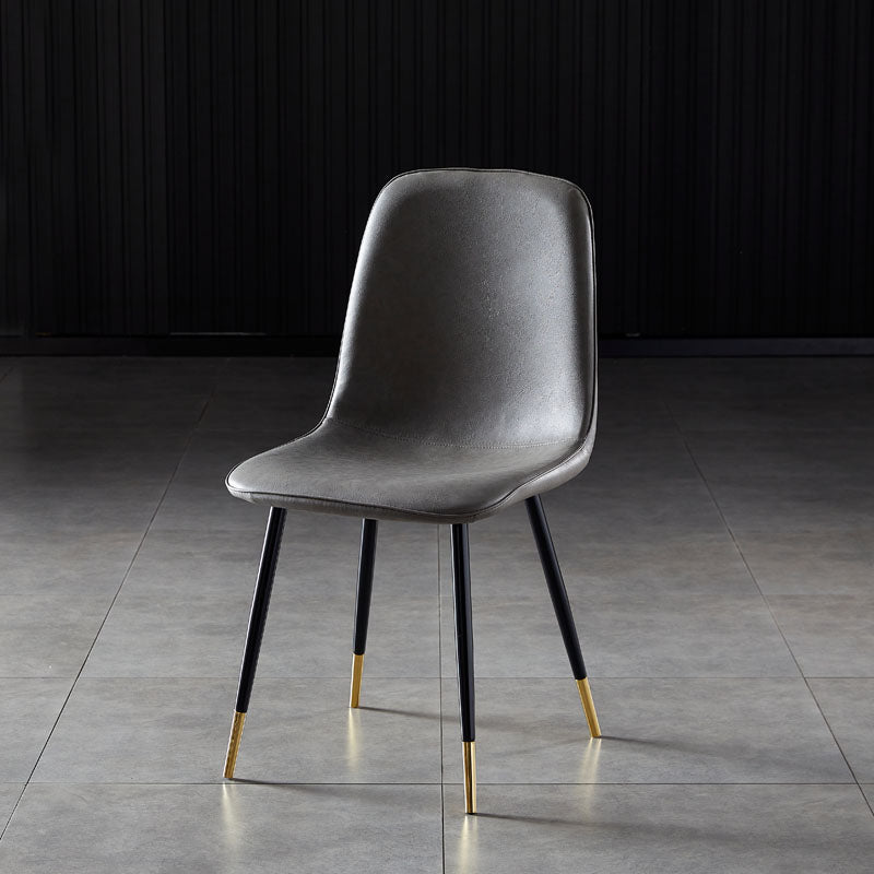 Nordic Style Metal Dining Chairs Solid Back Dining Side Armless Chairs for Kitchen Grey 1 Piece Black Gold Clearhalo ' kitchen&dining_furn' 'Dining Chairs' 'Dining Tables & Seating' 'dining_chair' 'furn' 'furn_dining_chair' 'Furniture' 'furniture_dining_chair' 'Kitchen & Dining Furniture' 'kitchen' 4207036