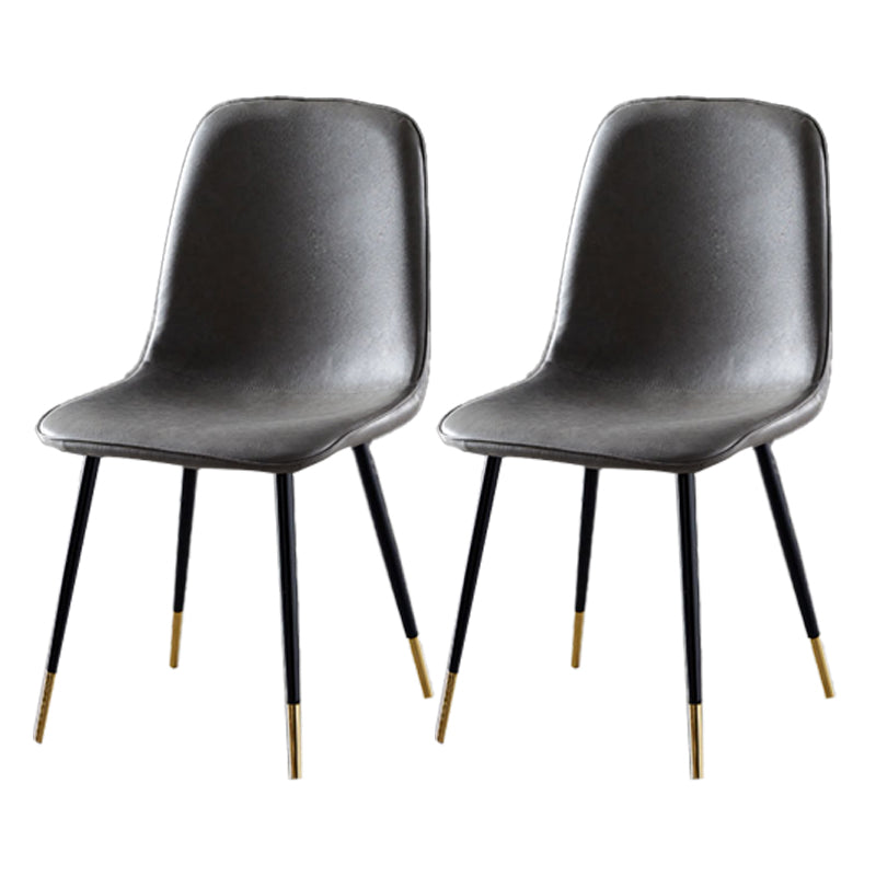 Nordic Style Metal Dining Chairs Solid Back Dining Side Armless Chairs for Kitchen Grey 2 Piece Set Black Gold Clearhalo ' kitchen&dining_furn' 'Dining Chairs' 'Dining Tables & Seating' 'dining_chair' 'furn' 'furn_dining_chair' 'Furniture' 'furniture_dining_chair' 'Kitchen & Dining Furniture' 'kitchen' 4207038