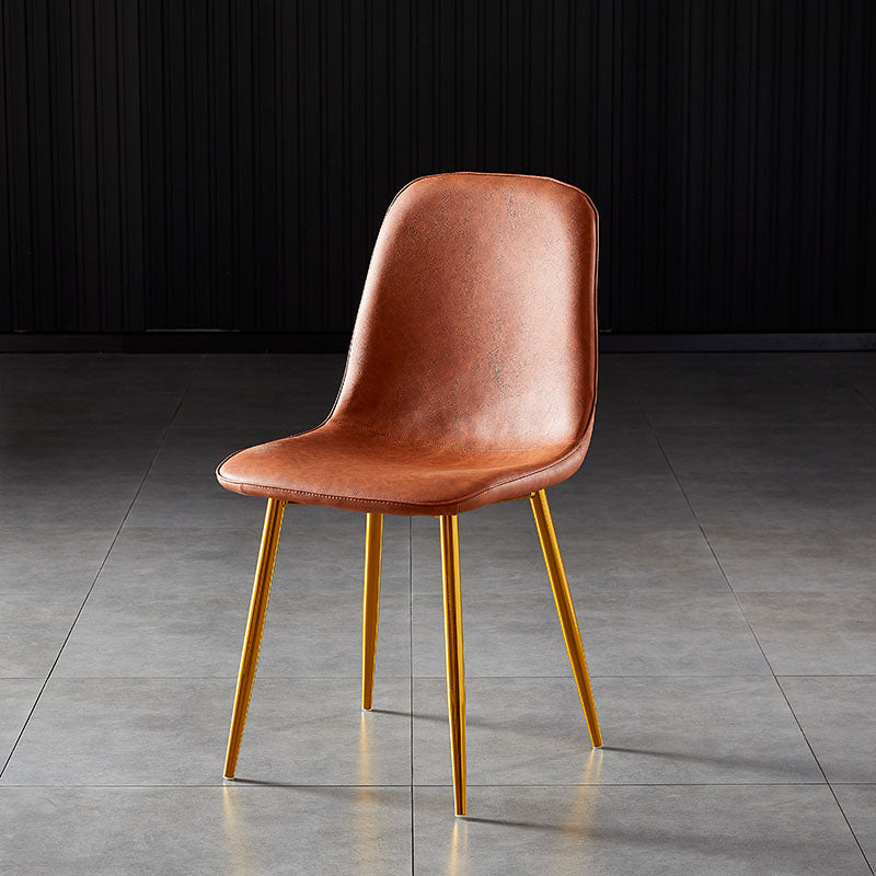 Nordic Style Metal Dining Chairs Solid Back Dining Side Armless Chairs for Kitchen Light Brown 1 Piece Brass Gold Clearhalo ' kitchen&dining_furn' 'Dining Chairs' 'Dining Tables & Seating' 'dining_chair' 'furn' 'furn_dining_chair' 'Furniture' 'furniture_dining_chair' 'Kitchen & Dining Furniture' 'kitchen' 4207048