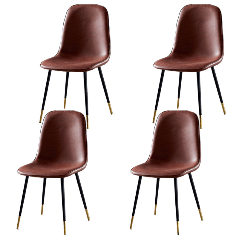 Nordic Style Metal Dining Chairs Solid Back Dining Side Armless Chairs for Kitchen Dark Brown 4 Piece Set Black Gold Clearhalo ' kitchen&dining_furn' 'Dining Chairs' 'Dining Tables & Seating' 'dining_chair' 'furn' 'furn_dining_chair' 'Furniture' 'furniture_dining_chair' 'Kitchen & Dining Furniture' 'kitchen' 4207052