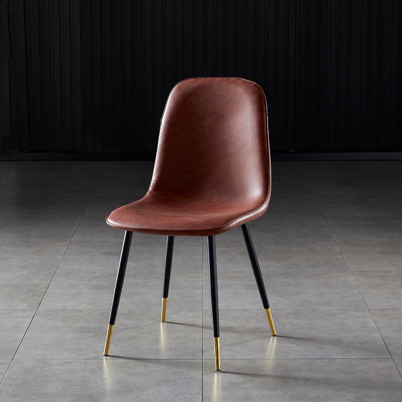 Nordic Style Metal Dining Chairs Solid Back Dining Side Armless Chairs for Kitchen Dark Brown 1 Piece Black Gold Clearhalo ' kitchen&dining_furn' 'Dining Chairs' 'Dining Tables & Seating' 'dining_chair' 'furn' 'furn_dining_chair' 'Furniture' 'furniture_dining_chair' 'Kitchen & Dining Furniture' 'kitchen' 4207054