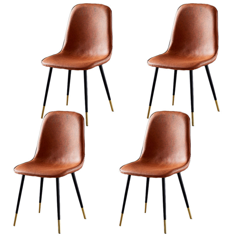 Nordic Style Metal Dining Chairs Solid Back Dining Side Armless Chairs for Kitchen Light Brown 4 Piece Set Black Gold Clearhalo ' kitchen&dining_furn' 'Dining Chairs' 'Dining Tables & Seating' 'dining_chair' 'furn' 'furn_dining_chair' 'Furniture' 'furniture_dining_chair' 'Kitchen & Dining Furniture' 'kitchen' 4207056