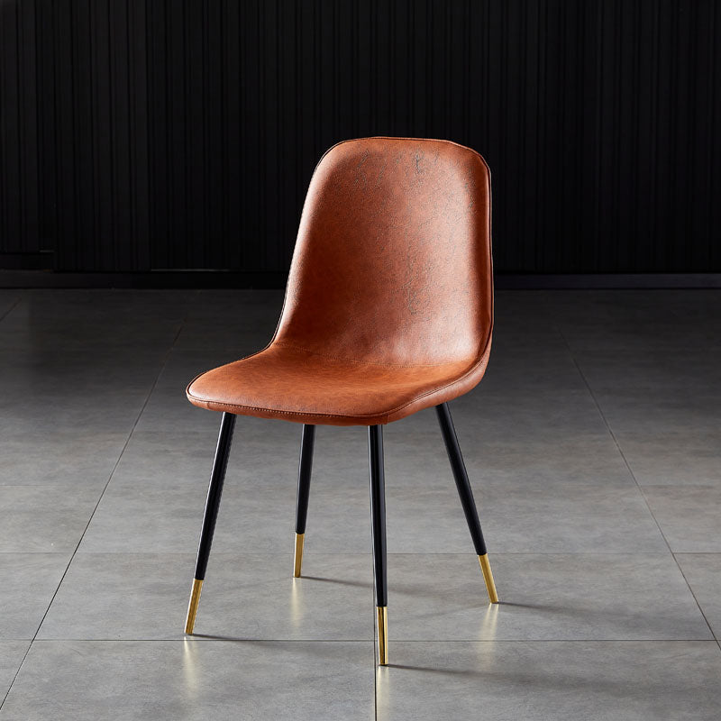 Nordic Style Metal Dining Chairs Solid Back Dining Side Armless Chairs for Kitchen Light Brown 1 Piece Black Gold Clearhalo ' kitchen&dining_furn' 'Dining Chairs' 'Dining Tables & Seating' 'dining_chair' 'furn' 'furn_dining_chair' 'Furniture' 'furniture_dining_chair' 'Kitchen & Dining Furniture' 'kitchen' 4207057