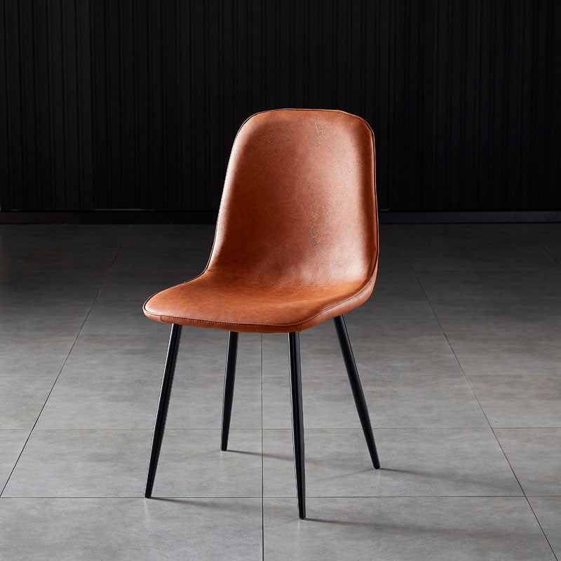 Nordic Style Metal Dining Chairs Solid Back Dining Side Armless Chairs for Kitchen Light Brown 1 Piece Black Clearhalo ' kitchen&dining_furn' 'Dining Chairs' 'Dining Tables & Seating' 'dining_chair' 'furn' 'furn_dining_chair' 'Furniture' 'furniture_dining_chair' 'Kitchen & Dining Furniture' 'kitchen' 4207060