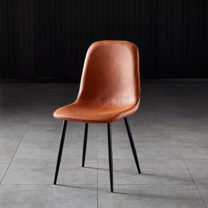 Nordic Style Metal Dining Chairs Solid Back Dining Side Armless Chairs for Kitchen Light Brown 1 Piece Black Clearhalo ' kitchen&dining_furn' 'Dining Chairs' 'Dining Tables & Seating' 'dining_chair' 'furn' 'furn_dining_chair' 'Furniture' 'furniture_dining_chair' 'Kitchen & Dining Furniture' 'kitchen' 4207060