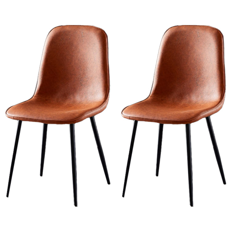 Nordic Style Metal Dining Chairs Solid Back Dining Side Armless Chairs for Kitchen Light Brown 2 Piece Set Black Clearhalo ' kitchen&dining_furn' 'Dining Chairs' 'Dining Tables & Seating' 'dining_chair' 'furn' 'furn_dining_chair' 'Furniture' 'furniture_dining_chair' 'Kitchen & Dining Furniture' 'kitchen' 4207061