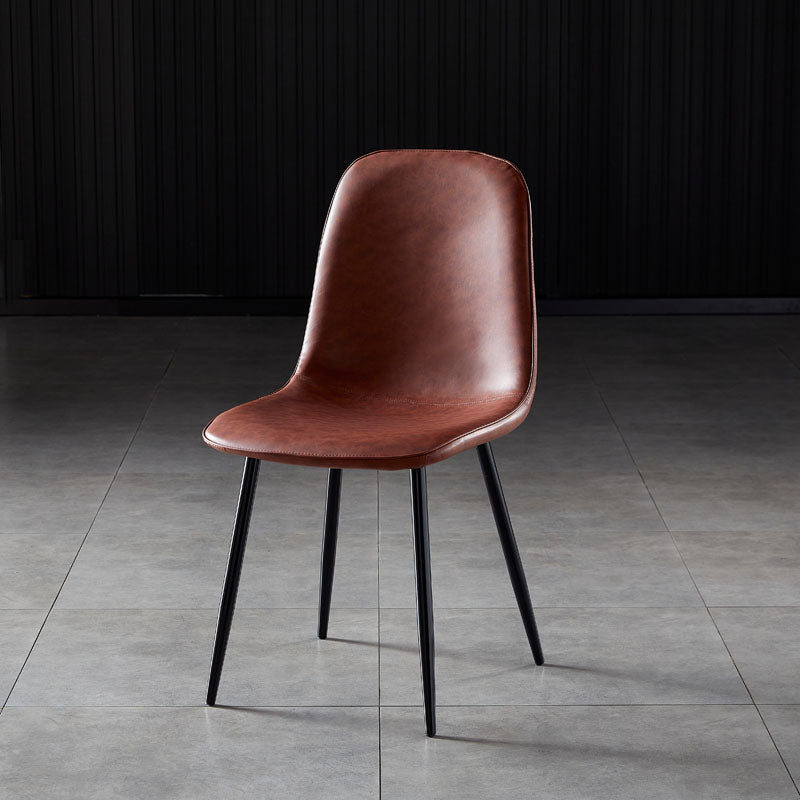 Nordic Style Metal Dining Chairs Solid Back Dining Side Armless Chairs for Kitchen Dark Brown 1 Piece Black Clearhalo ' kitchen&dining_furn' 'Dining Chairs' 'Dining Tables & Seating' 'dining_chair' 'furn' 'furn_dining_chair' 'Furniture' 'furniture_dining_chair' 'Kitchen & Dining Furniture' 'kitchen' 4207063