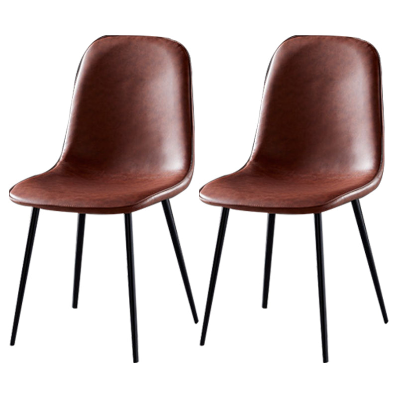 Nordic Style Metal Dining Chairs Solid Back Dining Side Armless Chairs for Kitchen Dark Brown 2 Piece Set Black Clearhalo ' kitchen&dining_furn' 'Dining Chairs' 'Dining Tables & Seating' 'dining_chair' 'furn' 'furn_dining_chair' 'Furniture' 'furniture_dining_chair' 'Kitchen & Dining Furniture' 'kitchen' 4207064