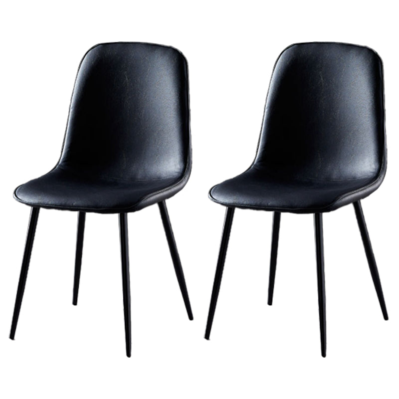 Nordic Style Metal Dining Chairs Solid Back Dining Side Armless Chairs for Kitchen Black 2 Piece Set Black Clearhalo ' kitchen&dining_furn' 'Dining Chairs' 'Dining Tables & Seating' 'dining_chair' 'furn' 'furn_dining_chair' 'Furniture' 'furniture_dining_chair' 'Kitchen & Dining Furniture' 'kitchen' 4207067