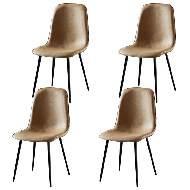 Nordic Style Metal Dining Chairs Solid Back Dining Side Armless Chairs for Kitchen Camel 4 Piece Set Black Clearhalo ' kitchen&dining_furn' 'Dining Chairs' 'Dining Tables & Seating' 'dining_chair' 'furn' 'furn_dining_chair' 'Furniture' 'furniture_dining_chair' 'Kitchen & Dining Furniture' 'kitchen' 4207071