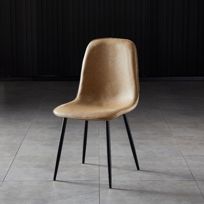 Nordic Style Metal Dining Chairs Solid Back Dining Side Armless Chairs for Kitchen Camel 1 Piece Black Clearhalo ' kitchen&dining_furn' 'Dining Chairs' 'Dining Tables & Seating' 'dining_chair' 'furn' 'furn_dining_chair' 'Furniture' 'furniture_dining_chair' 'Kitchen & Dining Furniture' 'kitchen' 4207072