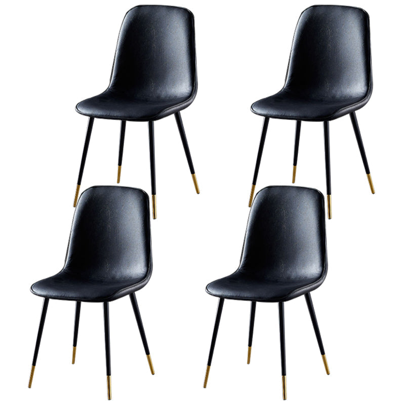 Nordic Style Metal Dining Chairs Solid Back Dining Side Armless Chairs for Kitchen Black 4 Piece Set Black Gold Clearhalo ' kitchen&dining_furn' 'Dining Chairs' 'Dining Tables & Seating' 'dining_chair' 'furn' 'furn_dining_chair' 'Furniture' 'furniture_dining_chair' 'Kitchen & Dining Furniture' 'kitchen' 4207074